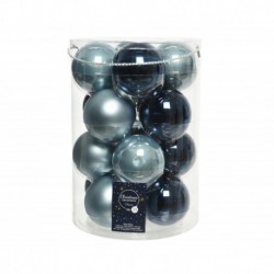 Boules de Noël en verre à suspendre 8 cm Bleu Lot de 16
