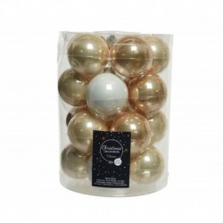 Boules de Noël en verre à suspendre 6 cm Perle, Blanc et Caramel. 20 sept.