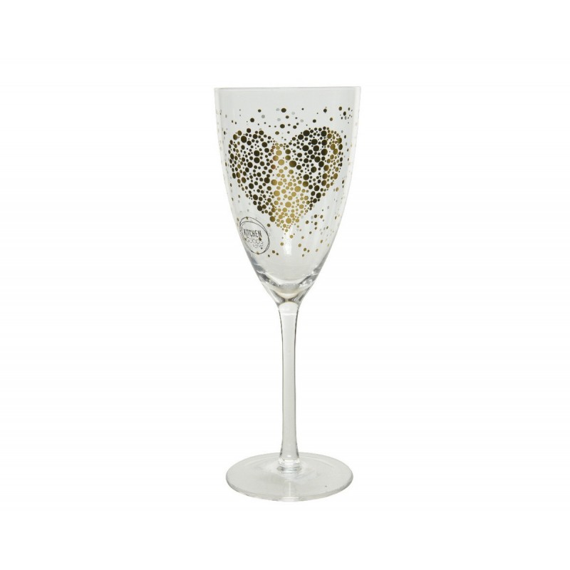 Glass goblet with heart print 23 cm