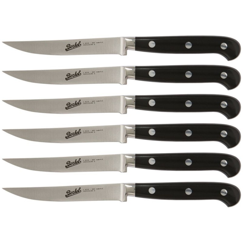 Berkel Set de 6 Couteaux à Steak Adhoc Noir avec Lame Lisse Berkel Set de 6 Couteaux à Steak Adhoc Noir avec Lame Lisse