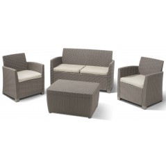 Keter Set Lounge MIA Cappuccino Sofa + 2 Armchairs + Storage Table