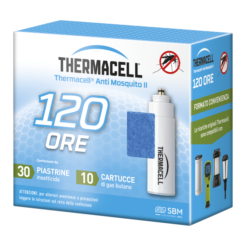 Recharge Thermacell 120 heures - 10 Cartouches de Gaz Butane + 30 Plaques