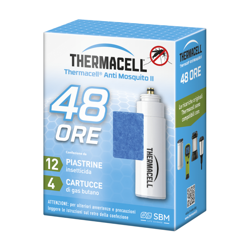 Recharge Thermacell 48 heures - 4 Cartouches de Gaz Butane + 12 Plaques