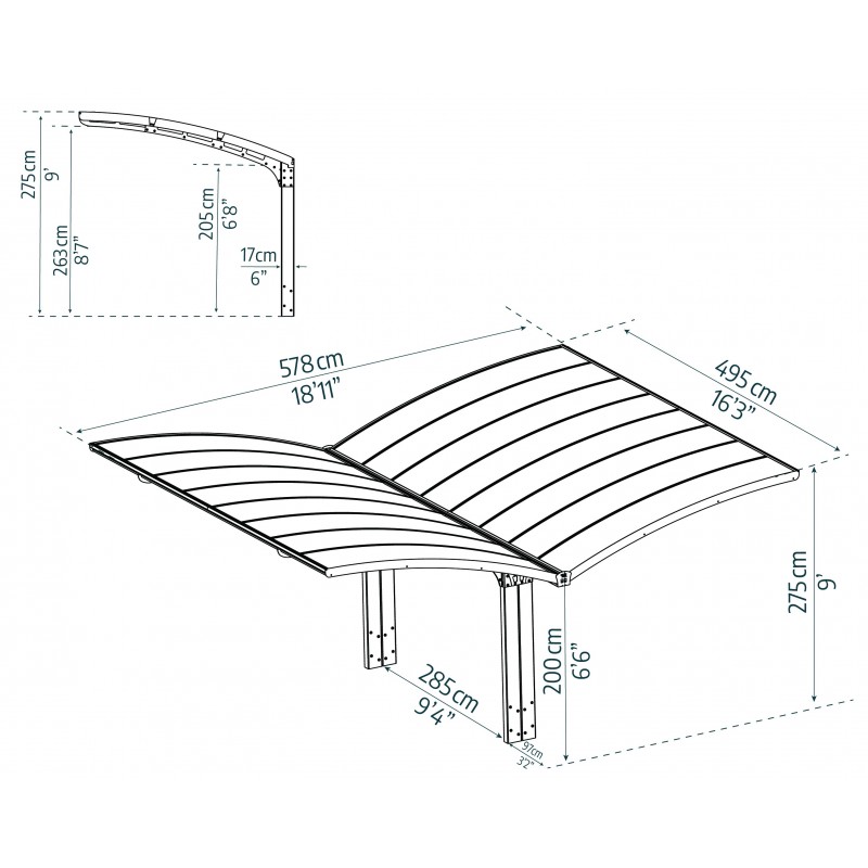 Canopia Arizona Wave Double Carport in Aluminum 6 x 5 m