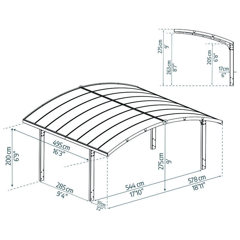 Canopia Arizona Breeze Carport doppio en aluminium 6x5 m