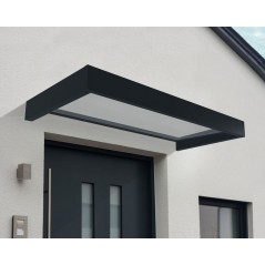 Canopia Sophia Auvent de porte 215x95 cm - cadre gris, panneau transparent
