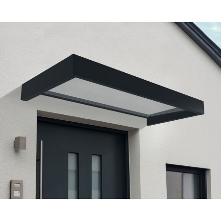 Canopia Sophia Auvent de porte 215x95 cm - cadre gris, panneau transparent