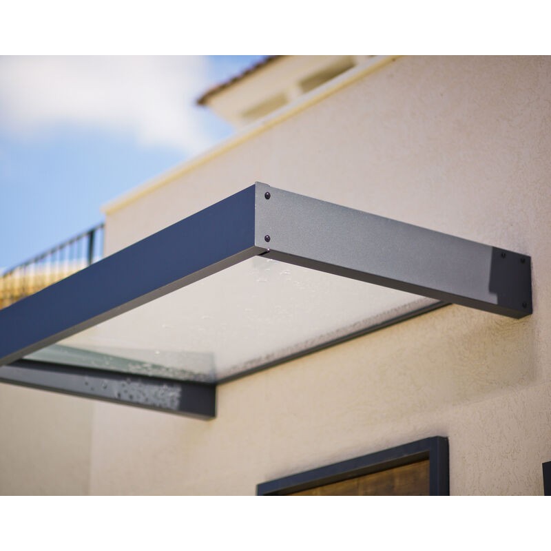 Canopia Sophia Auvent de porte 215x95 cm - cadre gris, panneau transparent Canopia Sophia Auvent de porte 215x95 cm - cadre gris, panneau transparent