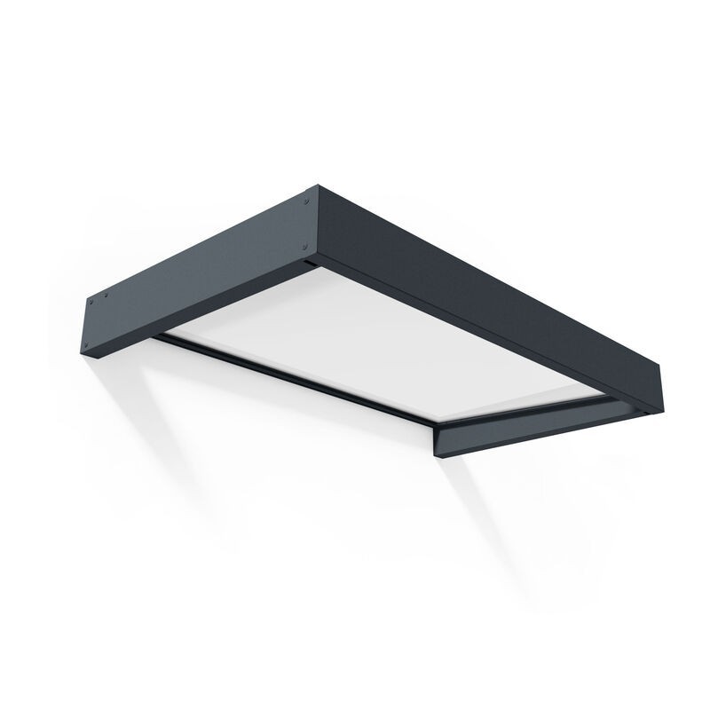 Canopia Sophia Auvent de porte 160x95 cm - cadre gris, panneaux blanc opale