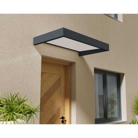 Canopia Sophia Auvent de porte 160x95 cm - cadre gris, panneaux blanc opale