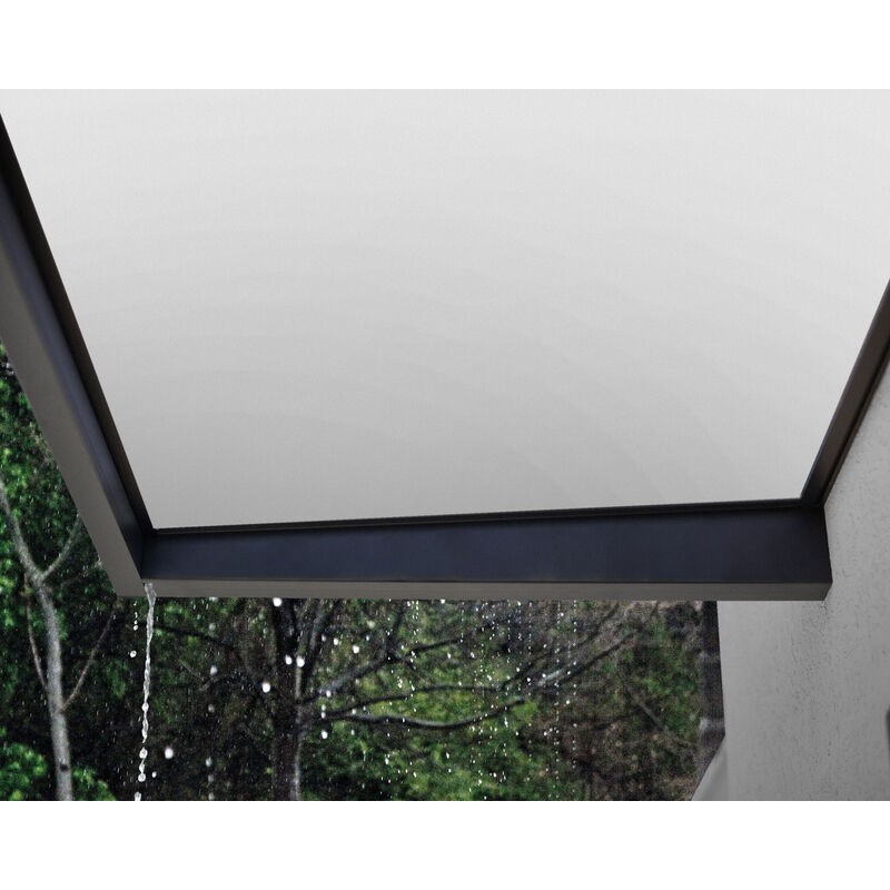 Canopia Sophia Auvent de porte 160x95 cm - cadre gris, panneaux blanc opale