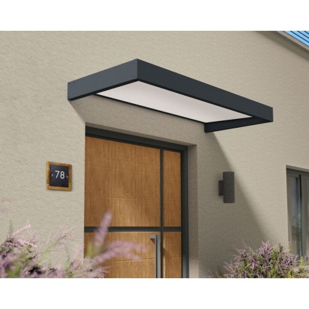 Canopia Sophia Auvent de porte 215x95 cm - cadre gris, panneaux blanc opale