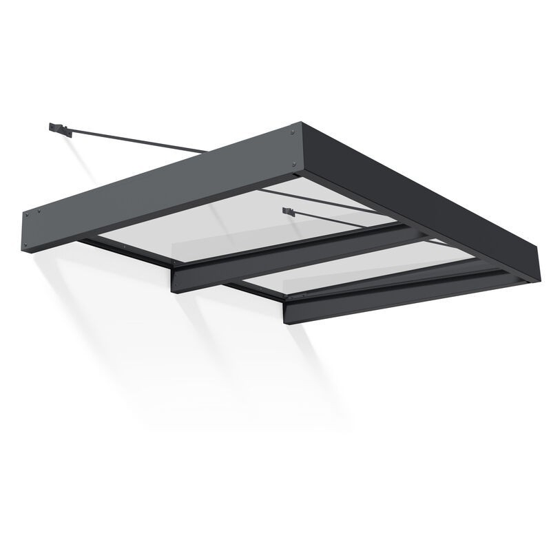 Canopia Sophia XL Auvent de porte 192x140x67 cm - cadre gris, panneau transparent