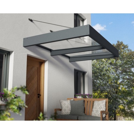 Canopia Sophia XL Auvent de porte 192x140x67 cm - cadre gris, panneau transparent