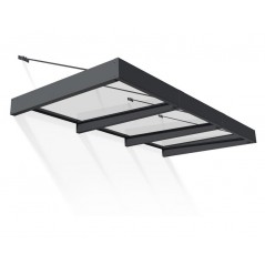 Canopia Sophia XL Auvent de porte 286x140x67 cm - cadre gris, panneau transparent