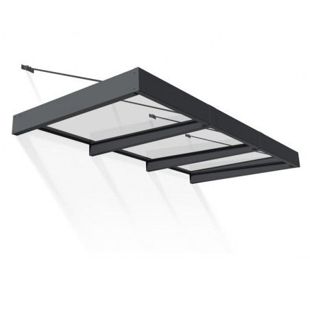 Canopia Sophia XL Auvent de porte 286x140x67 cm - cadre gris, panneau transparent