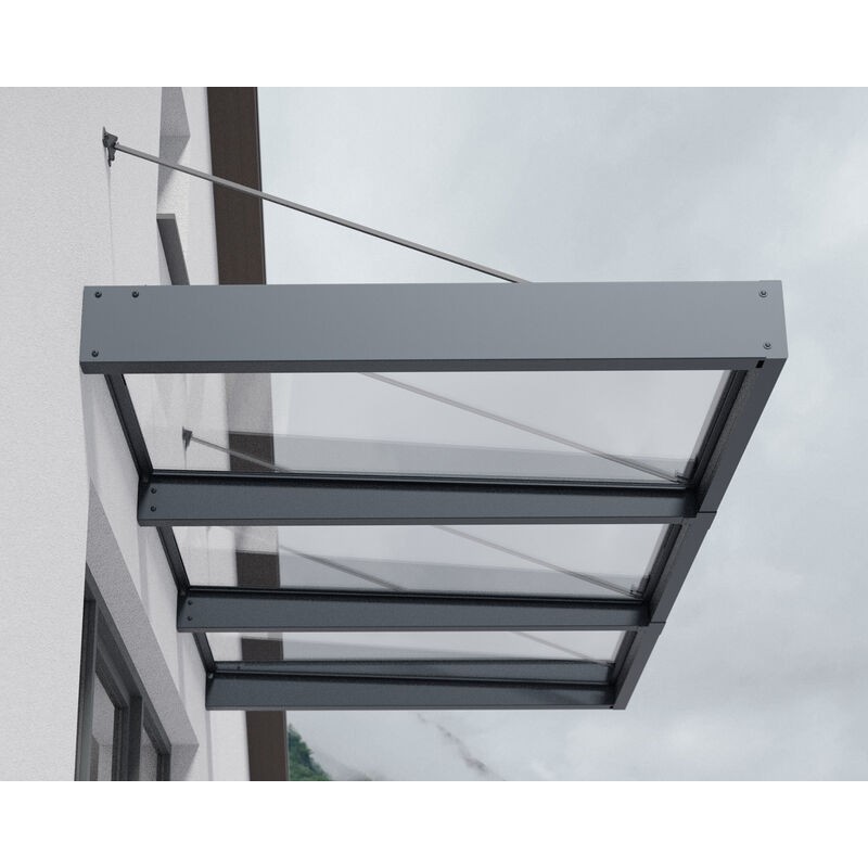 Canopia Sophia XL Auvent de porte 286x140x67 cm - cadre gris, panneau transparent