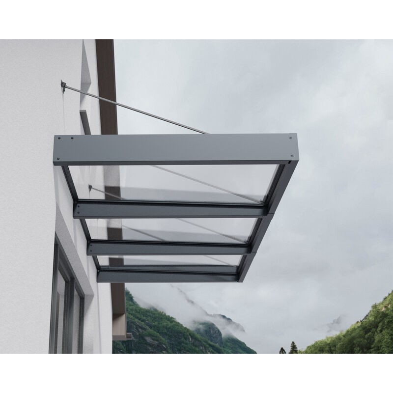 Canopia Sophia XL Auvent de porte 286x140x67 cm - cadre gris, panneau transparent