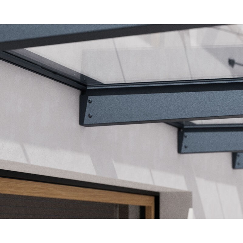 Canopia Sophia XL Auvent de porte 286x140x67 cm - cadre gris, panneau transparent
