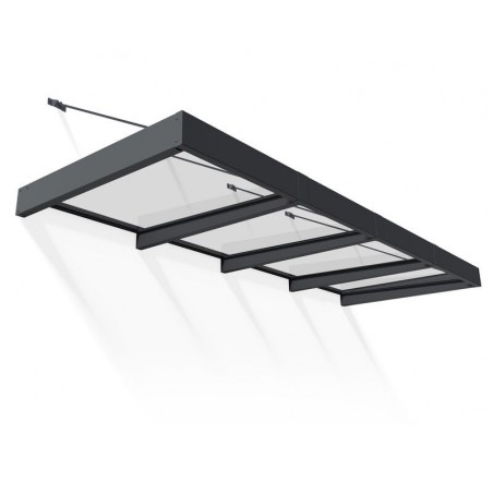 Canopia Sophia XL Auvent de porte 379x140x67 cm - cadre gris, panneau transparent