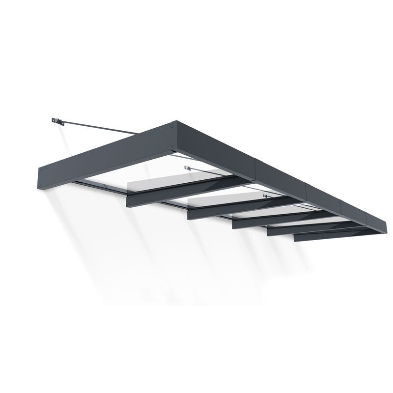 Canopia Sophia XL Auvent de porte 472x140x67 cm - cadre gris, panneau transparent