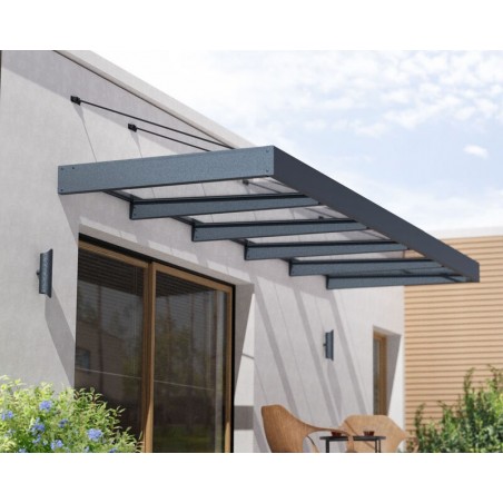 Canopia Sophia XL Auvent de porte 472x140x67 cm - cadre gris, panneau transparent