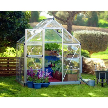 Canopia Harmony Serre de jardin transparente en polycarbonate 126x185x208 cm Argent