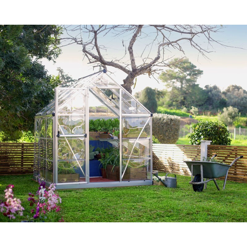 Canopia Serre de Jardin Transparente Harmony en Polycarbonate 186x185x208 cm Argenté