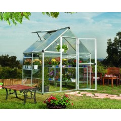Serre de jardin hybride Canopia en polycarbonate 126x185x208 cm argent