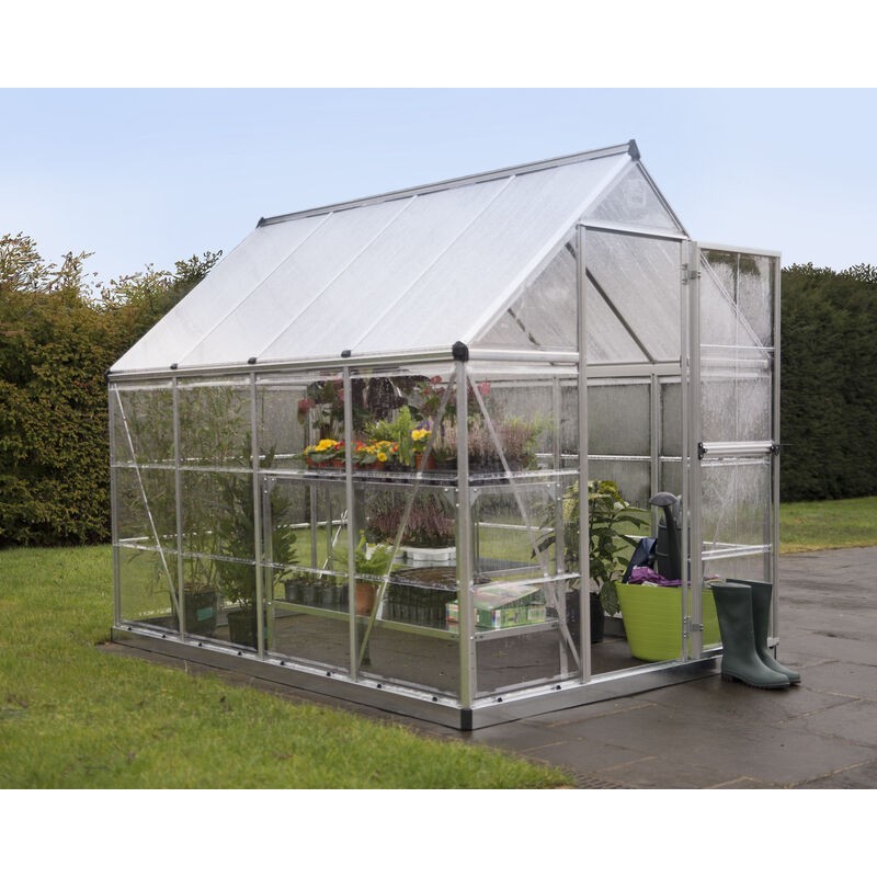 Serre de jardin hybride Canopia en polycarbonate 247x185x208 cm argent