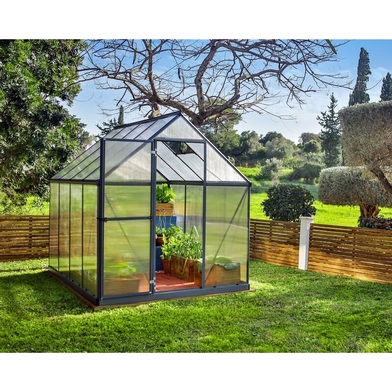 Canopia Mythos Serre de jardin double paroi en polycarbonate 247x185x208 cm Gris