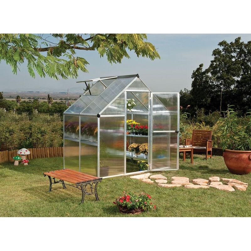 Canopia Mythos Serre de jardin double paroi en polycarbonate 126x185x208 cm Argent Canopia Mythos Serre de jardin double paroi en polycarbonate 126x185x208 cm Argent