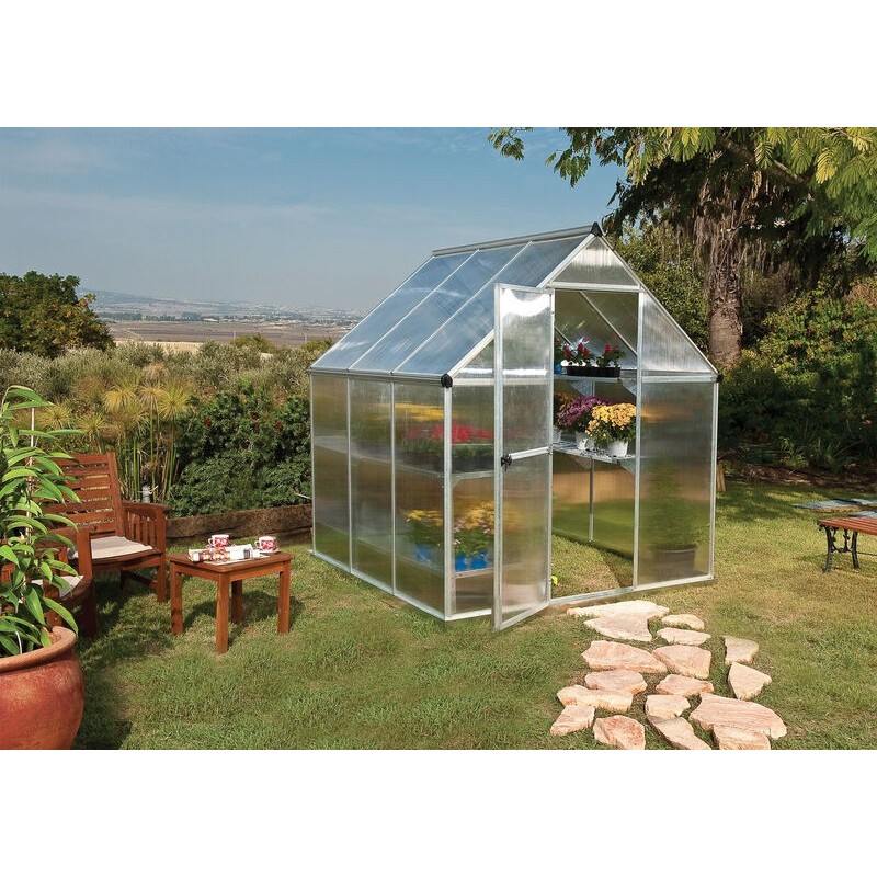 Canopia Serre de Jardin Double Couche Mythos en Polycarbonate 186x185x208 cm Argent