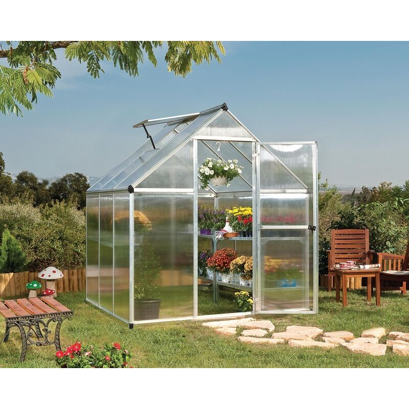 Canopia Mythos Serre de jardin double paroi en polycarbonate 186x185x208 cm Argent