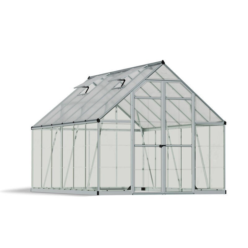 Canopia Balance Serre de jardin hybride en polycarbonate 367x244x229 cm Argent