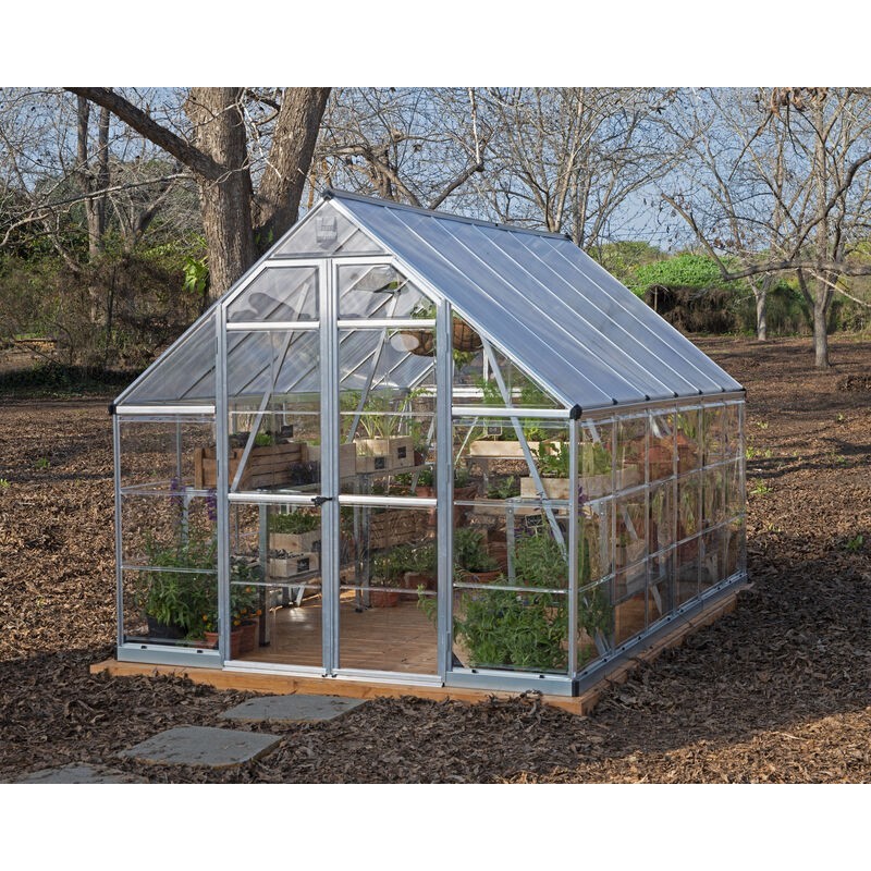Canopia Balance Serre de jardin hybride en polycarbonate 367x244x229 cm Argent