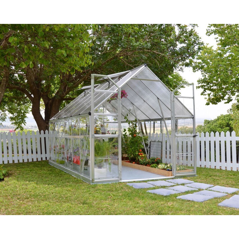 Canopia Balance Serre de jardin hybride en polycarbonate 367x244x229 cm Argent