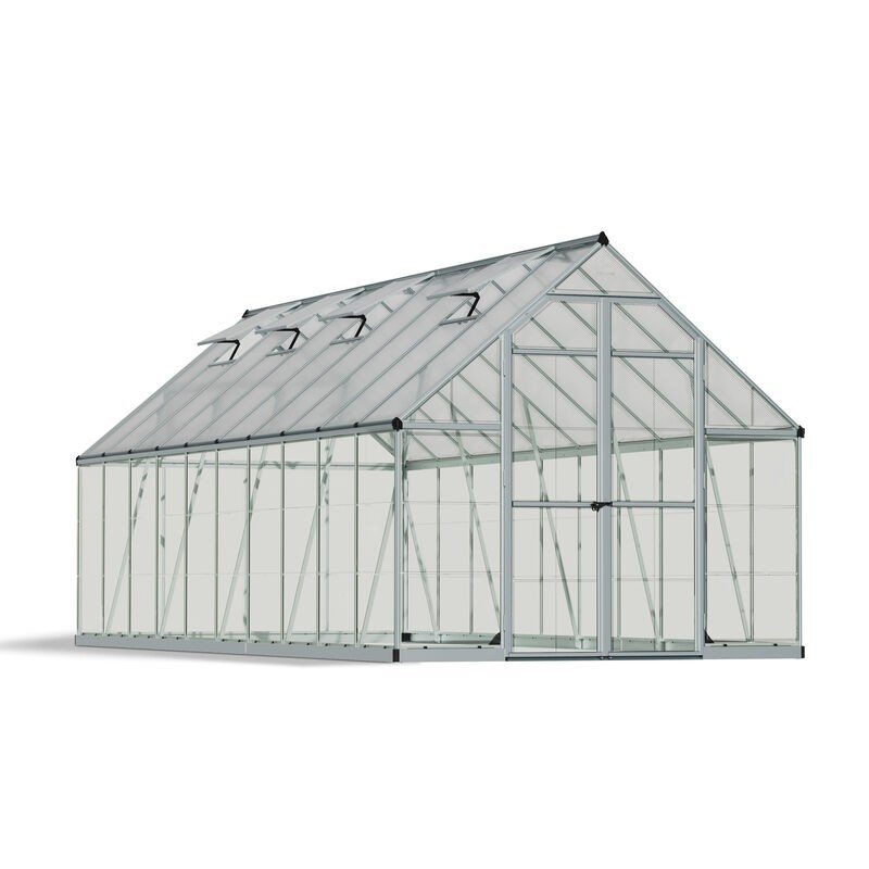 Canopia Balance Serre de jardin hybride en polycarbonate 607x244x229 cm Argent Canopia Balance Serre de jardin hybride en polycarbonate 607x244x229 cm Argent