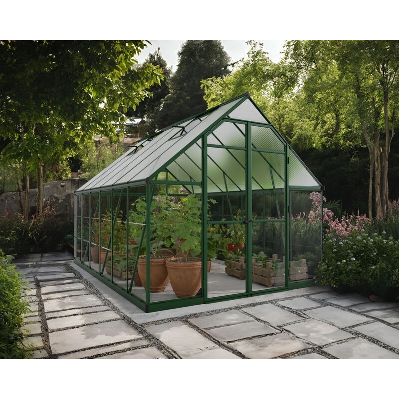 Canopia Balance Serre de jardin hybride en polycarbonate 367x244x229 cm Vert