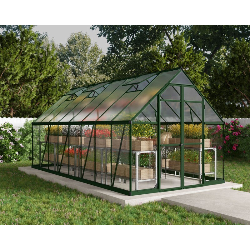 Canopia Balance Serre de jardin hybride en polycarbonate 487x244x229 cm Vert Canopia Balance Serre de jardin hybride en polycarbonate 487x244x229 cm Vert