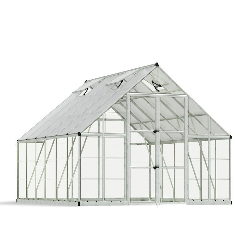 Canopia Balance Serre de jardin hybride en polycarbonate 366x304x257 cm Argent Canopia Balance Serre de jardin hybride en polycarbonate 366x304x257 cm Argent