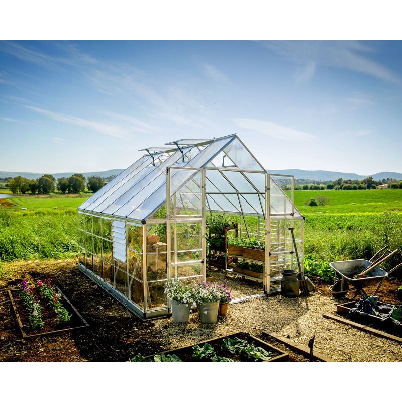 Canopia Balance Serre de jardin hybride en polycarbonate 366x304x257 cm Argent Canopia Balance Serre de jardin hybride en polycarbonate 366x304x257 cm Argent