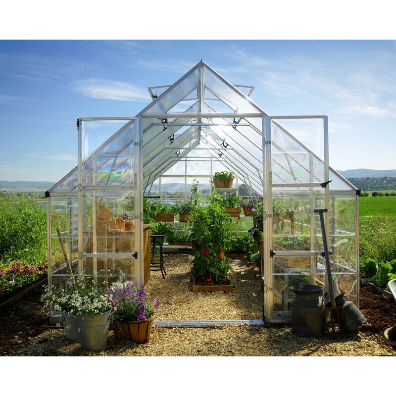 Canopia Balance Serre de jardin hybride en polycarbonate 484x304x257 cm Argent