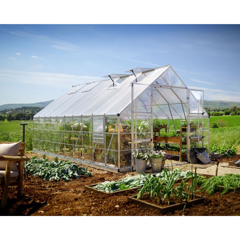 Canopia Balance Serre de jardin hybride en polycarbonate 604x304x257 cm Argent Canopia Balance Serre de jardin hybride en polycarbonate 604x304x257 cm Argent