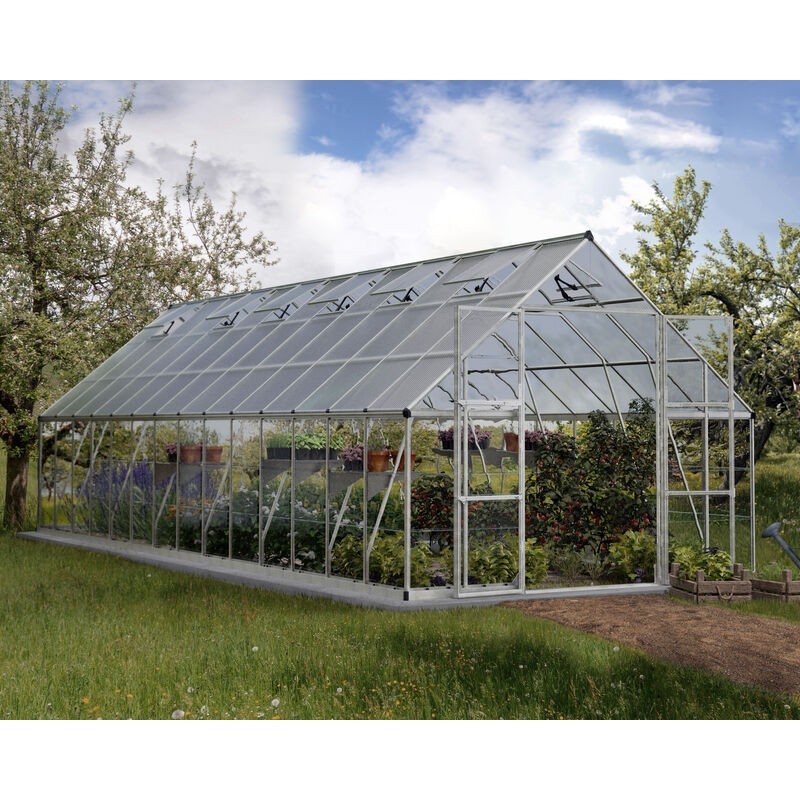Canopia Balance Serre de jardin hybride en polycarbonate 844x304x257 cm Argent Canopia Balance Serre de jardin hybride en polycarbonate 844x304x257 cm Argent