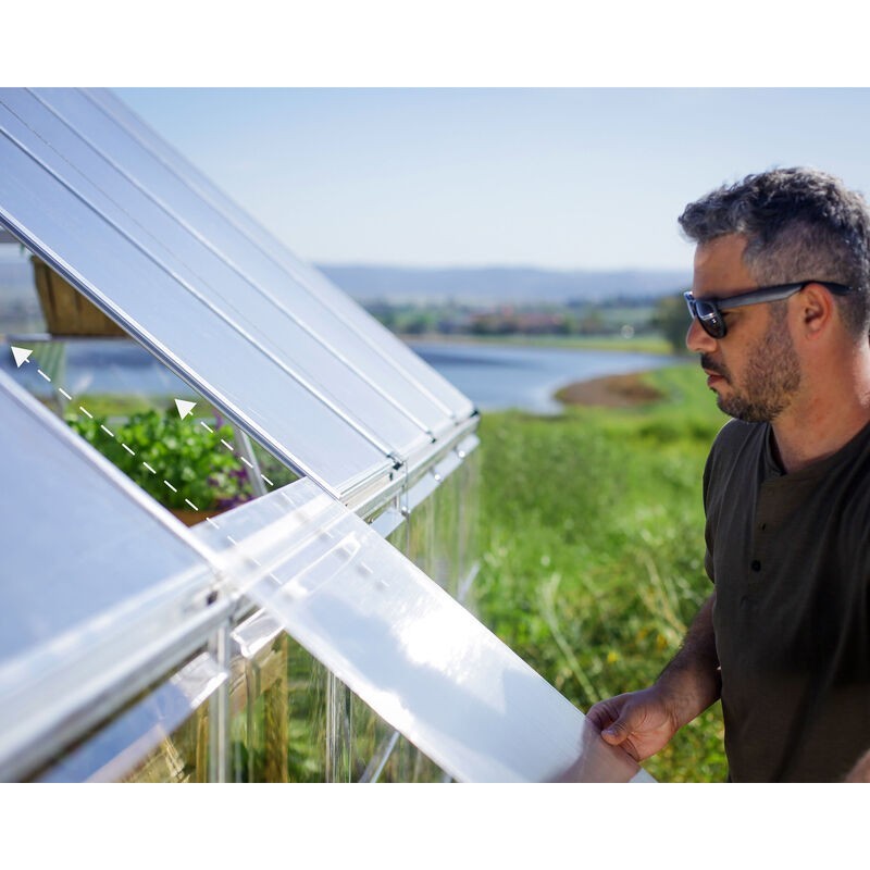 Canopia Balance Serre de jardin hybride en polycarbonate 844x304x257 cm Argent Canopia Balance Serre de jardin hybride en polycarbonate 844x304x257 cm Argent
