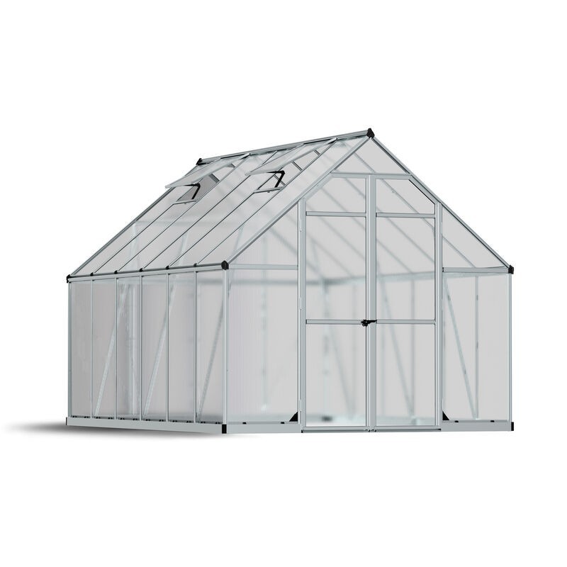 Canopia Essence Serre de jardin double paroi en polycarbonate 367x244x229 cm Argent Canopia Essence Serre de jardin double paroi en polycarbonate 367x244x229 cm Argent