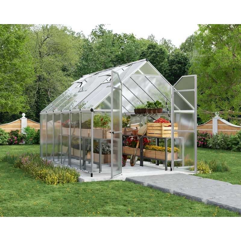 Canopia Essence Serre de jardin double paroi en polycarbonate 367x244x229 cm Argent Canopia Essence Serre de jardin double paroi en polycarbonate 367x244x229 cm Argent