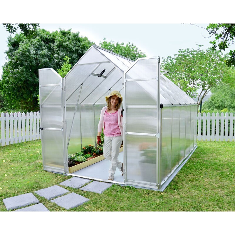 Canopia Essence Serre de jardin double paroi en polycarbonate 367x244x229 cm Argent Canopia Essence Serre de jardin double paroi en polycarbonate 367x244x229 cm Argent