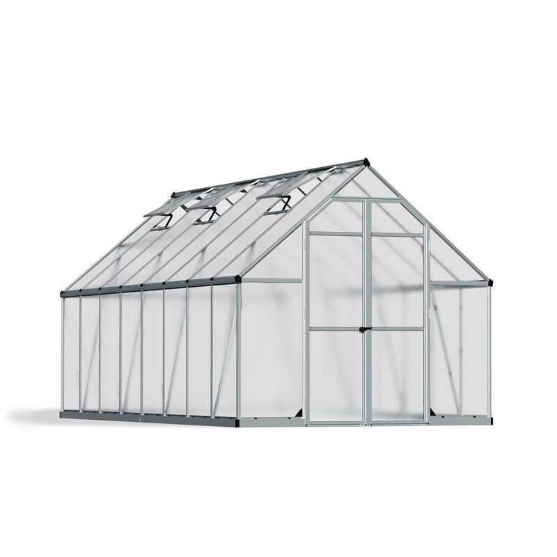 Canopia Essence Serre de jardin double paroi en polycarbonate 487x244x229 cm Argent Canopia Essence Serre de jardin double paroi en polycarbonate 487x244x229 cm Argent